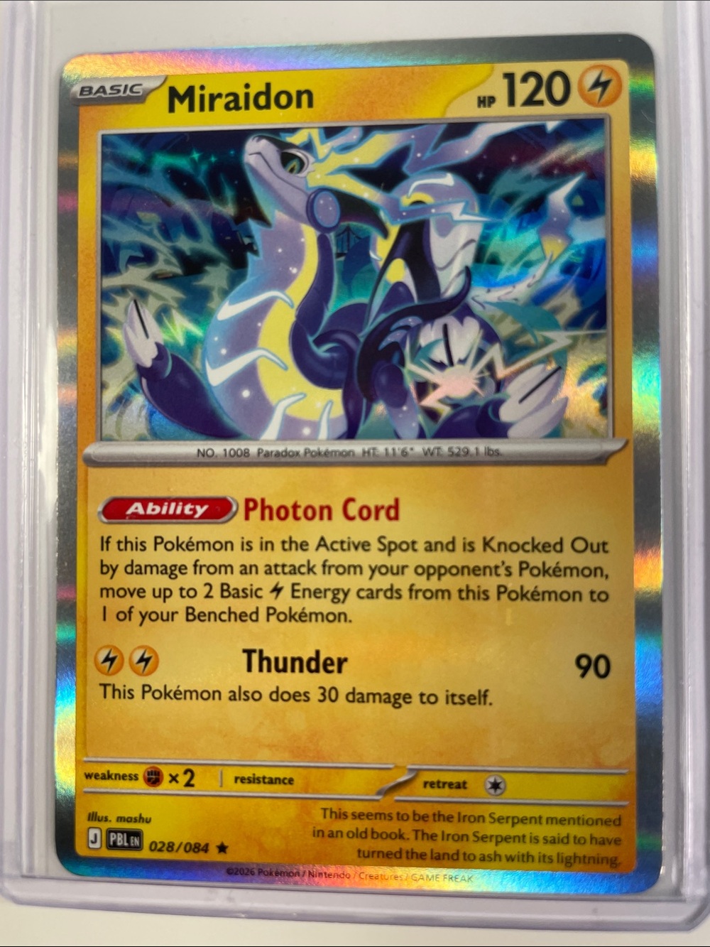 Pokemon Miraidon Holographic Card - Yellow, Blue